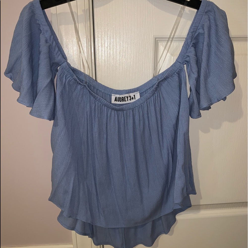 Powder Blue off the shoulder top
